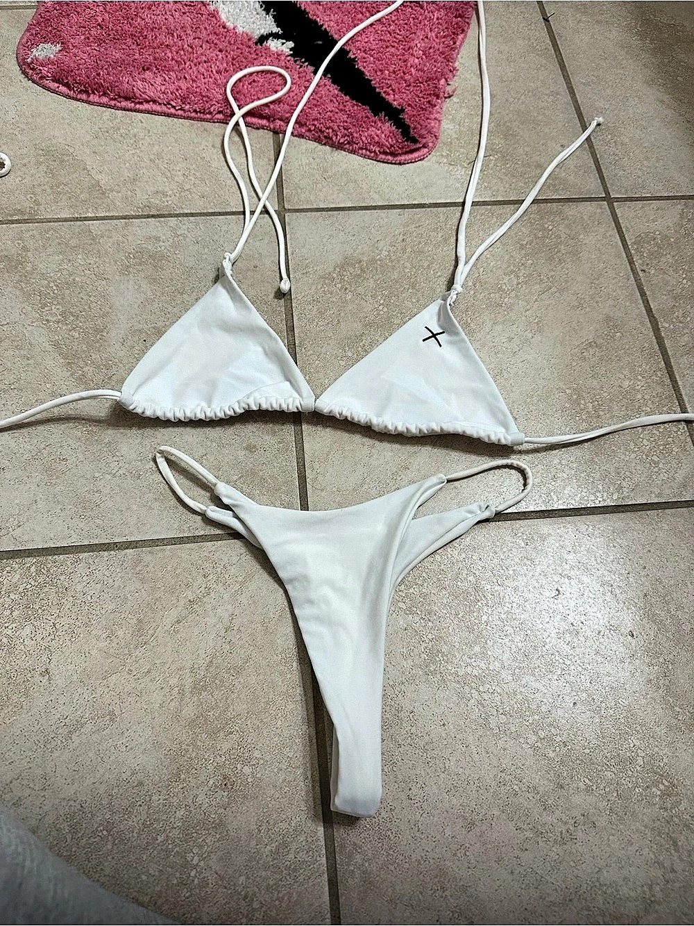 Boutine Los Angeles Boutine LA White Triangle String Bikini Set White Small